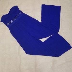 Charlotte Russe Strapless Cobalt Blue Jumpsuit